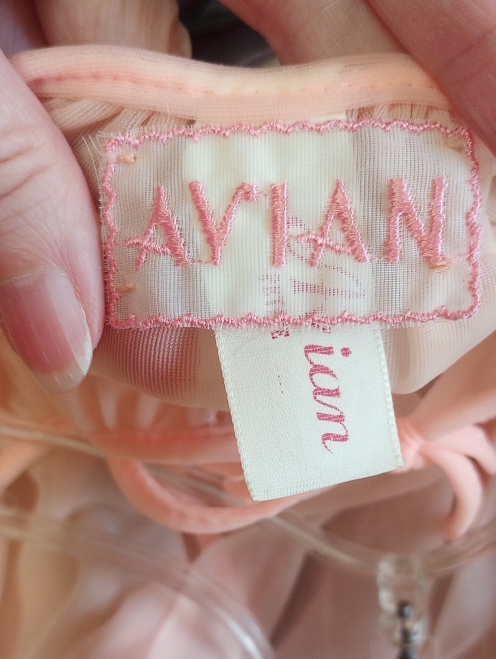 Avian Classic Traditional Sheer Peach Vintage Nylon & Lace Robe, Petite Medium? - Picture 3 of 7
